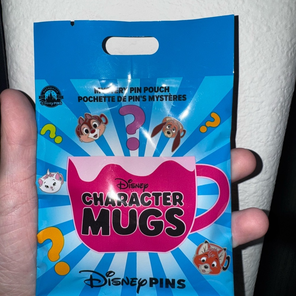 Disney Character Mugs Mystery Pin Pouch - Blue and Pink Disney pins